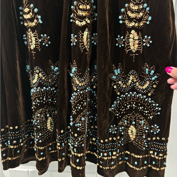 Carole Little Velvet Beaded Skirt Size 10 Boho Festival Gypsycore - Picture 2 of 5